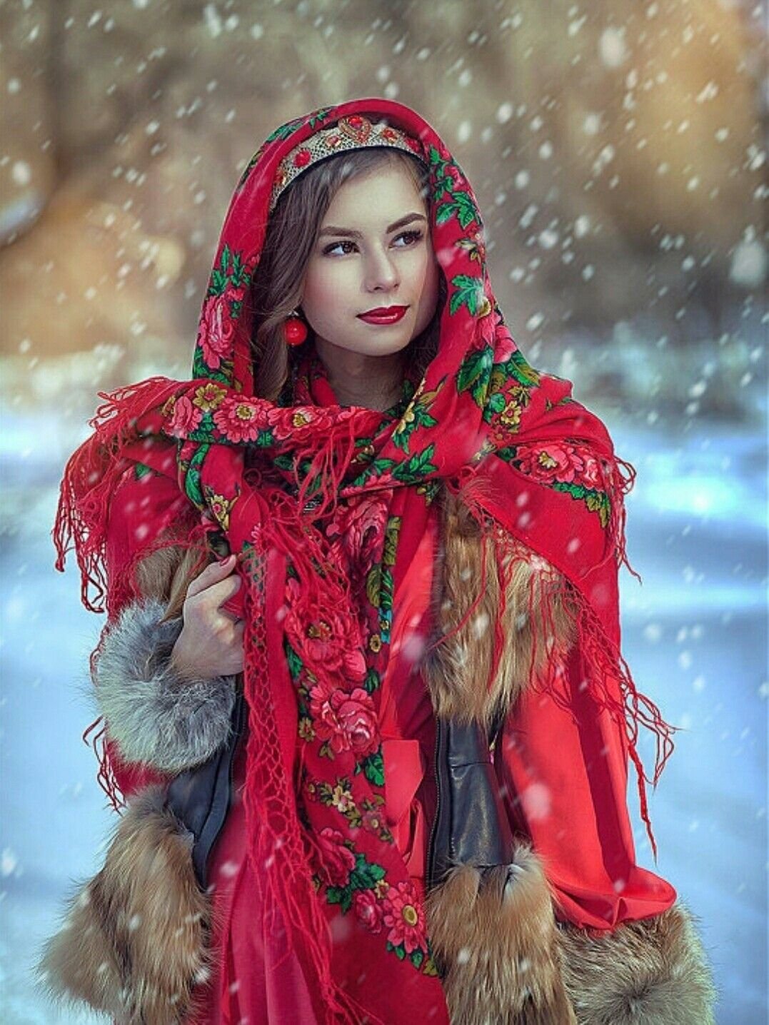 Beautiful girl Women in Slavic costumes in Bata