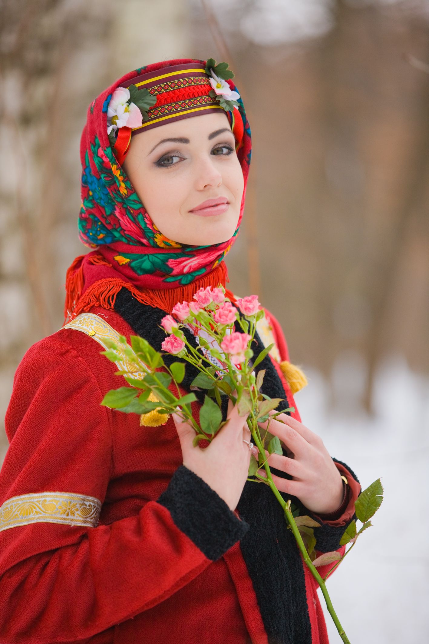 Sexy girl Girls in Slavic costumes in Bata